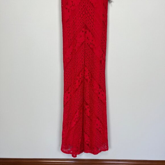 Jump Apparel Womens Sleeveless Red Lace Maxi Dress Formal Prom size Juniors 1 2 - Picture 5 of 13